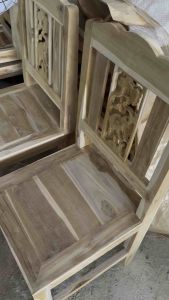 เก้าอี้ เก้าอี้ไม้ลายฉลุช้าง เก้าอี้ไม้สักแท้ เก้าอี้ทำงาน เก้าอี้โต๊ะอาหาร เก้าอี้มีพนักพิง ประกอบสำเร็จรูปพร้อมส่ง