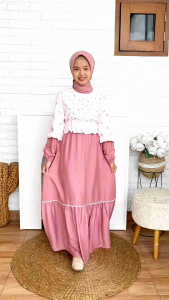 Gamis Anak Sury Series by Cutetrik GS-620 Policotton Pink untuk Usia 10-11 tahun