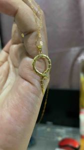 PAWNABLE 18K Saudi Gold Lightweight Mini Paperclip chain necklace with 18K Serpent Pendant(Open Back) ✨