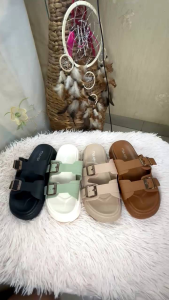 Sandal Wanita Ban 2 Gesper - Sandal Slop Import - Sandal Cewek Jelly Sol Tebal Empuk