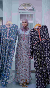 NEW VIANA DRES - GAMIS RAYON TWILL MOTIF BUNGA CANTIK DAN KEKINIAN BY ANNAIRA.ID