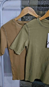 Z ARA Round Neck Washed Effect Body Hug Fit T-Shirt | Regular Size