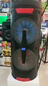 BIGGEST 12VOLTS  33INCH KARAOKE PORTABLE BLUETOOTH SPEAKER AUXIN FMRADIO FREE 2PCS WIRELESS MIC REMOTE