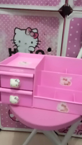 Rak kosmetik pink hello kitty 2 laci