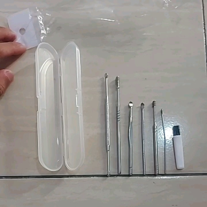 Korek Kuping Set Isi 8 Stenlis Ear Pick Set 8in 1 Paket Pembersih Telinga