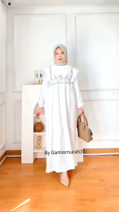 Gamis Dress Terbaru Ukuran S M L XL XXL XXXL 5L Bahan Polo Linen Mix Bordir LD 140 130 120 110 98 92 - Gamis Remaja Lebaran Jumbo| Dress Wanita Kondangan Simple Korean Style Putih Mocca Burgundy – Cherika Dress