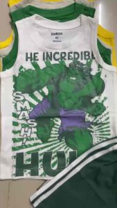 (12-42kg) Bộ SÁT NÁCH quần đùi bé trai VNXK thun cotton size nhí đại In hình Siêu nhân khủng long 150