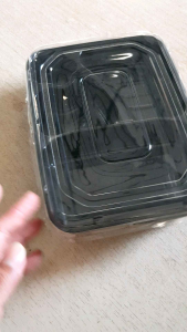 (50 pcs) Box Bento Pet Sekat 4 / Mika Bento / Tray Bento Hitam