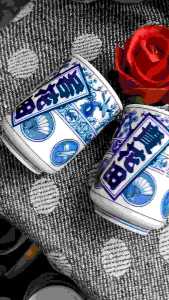 Cặp ly trà lam tùng trúc mai Gốm sứ nhật St