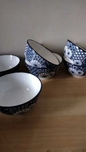 Set for 6pieces Soup bowl or Salad bowl size 4.5inches Rhyme blues Ceramic Porcelain