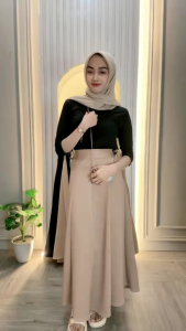Audy Skirt Loose Korean Maxi Skirt Rok Flare Basic Wanita Maxi Skirt Rok Panjang Wanita