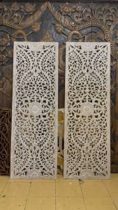 แผ่นไม้สัก ขนาดใหญ่ ไม้สักแต่งบ้าน สูง 180 x กว้าง 60 x หนา 1.5 cm. (ราคาต่อแผ่น) ไม้สักแกะสลัก งานไม้วินเทจแต่งผนัง ทำสีขาวขัด ไม้สักแท้ ใช้ภายนอกได้