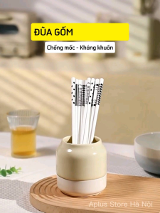 Combo 10 đôi đũa gốm sứ cao cấp bền đẹp đũa ăn cơm kháng khuẩn chống mốc không sơn mài an toàn cho sức khoẻ Aplus AP824