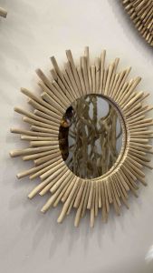 กระจกทรงกลม กระจกไม้ รัศมี 60-80-100 cm. (พร้อมกระจก) ทำจากไม้ไมยราบ หนา 4 cm. แพคจัดส่งอย่างดี มีประกัน Round Real Wooden Mirror Wall Mounted.