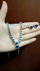 Set Replika Berlian Terbaru Blue sapphire Cocok dipake Kondangan Nikahan Prewedding Free Box