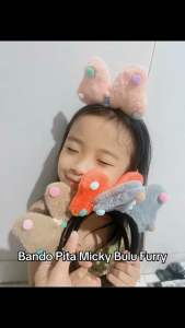 SHARON - BANDO ANAK LUCU BANDANA PITA MINNIE MICKEY BULU FURRY / BANDO BANDANA ANAK KOREA STYLE