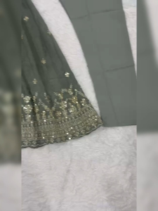 [PRE-ORDER] 2026 OCT SAGE GREEN BOLLYWOOD ANARKALI GOWN WITH GOLD EMBROIDERY SEQUINS WORK SIZE S TO 2XL ( DELIVERY 10 WORKING DAYS) ETA: 2026-12-30