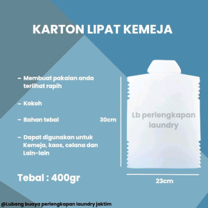 Kartin Lipat Kemeja 400Gr tebal Kokoh isi 50 lembar penyangga packing kemeja lipat satuan