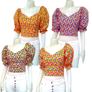 เสื้อครอป แฟชั่นผู้หญิง ลายตาราง