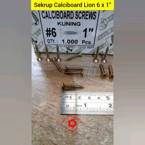 (1 Box) Sekrup Kuning GRC Kalsi 6x1 / Calciboard Lion #6x1 (2.5CM)