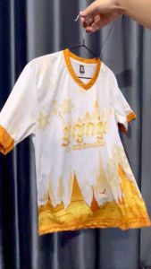 เสื้อบุญกฐิน คอกลม งานพิมพ์ลาย  มี 8 สี ใส่ได้ทุกเพศ