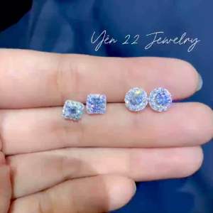 Bông tai bạc halo