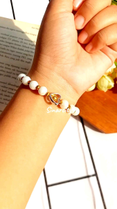 Gelang Mutiara Rantai Emas Aksen Love | Fashion Jewerly Retro Style