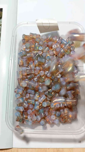 12pcs manik kaca panjang mote kaca tabung lonjong premium