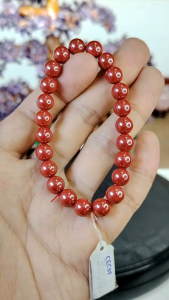 Natural Premium Grade Emperor Red Cinnabarite Crystal (Resin)Beads Bracelet CEC07