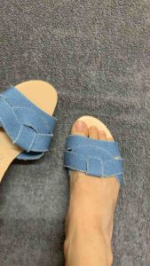 Dép Denim xanh mùa hè đế thấp