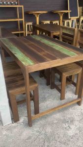 ชุดสนาม โต๊ะพร้อมเก้าอี้ ไม้เนื้อแข็ง ไม้เก่า ชุดโต๊ะ ชู้มือ 750g