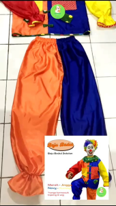 Kostum Setelan Baju Celana Badut Jumbo + Topeng Wig