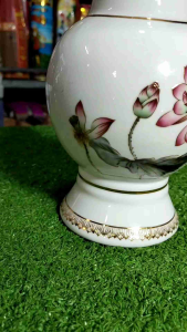 Bình hoa thờ cúng sứ hoa sen đỏ 2060/Lọ hoa gốm sứ cao cấp