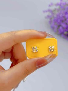 Mini Fresh Trend Female Four-Leaf Clover Stud Earrings Compact Zircon Earring Fashion Sweet Explosion Mini