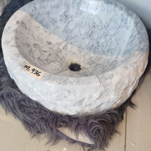 Basin Natural Stone Marble Round Countertop Hand Crafted Carrara Marble