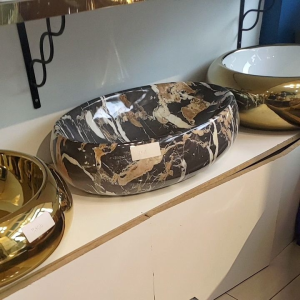 Marble Wash Basin Sink Lavatory Tabletop Bathroom Accessories Marble Inspired Porcelain Basins Sinks
