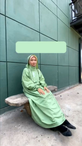 Jas Hujan Model Gamis Zipper Pastel Series | Limited Edition Jas Hujan Syari pria wanita | Jas hujan Sage green Dusty Pink | Jas hujan Wanita Muslimah