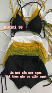 Bikini nữ 2 mảnh mẫu mới áo dây cột phối quần đùi cá tính