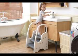 KiDDiE CASTLE Ready Stocks 🇲🇾 Adjustable kids stairs Hand Washing Ladder safety covered hander Footstool stair ladder for kids Bathroom Step Stools Standing Stools
