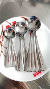 sét 5 Chiếc Thìa (muỗng) Inox Tròn Dùng ăn Cơm Cháo Phở…Loại Inox Dày Bóng Sáng