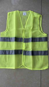 ZIPPED SAFETY VEST LIME GREEN WITH WIDE REFLECTIVE & ZIPP