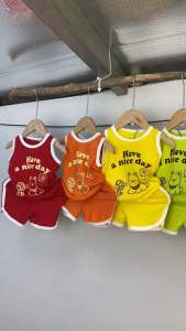 Bộ ba lỗ bé trai cotton mềm 6-19kg bộ áo quần mặc hè