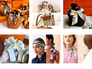 DaVee | Floral silk scarf Binding hand bag handle scarf thin narrow hair band ribbon high-quality silk scarf