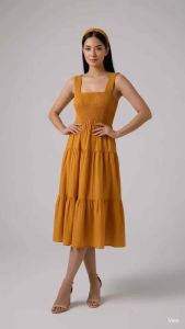 Ellisse S-XL SMOCKED MIDI DRESS Casual Womenswear Summer Lady Comfort Dress Basic Minimalist Sleeveless Casual Wear Cotton Linen Soft  Fabric Casual Wear Bohemian Boho Strap Cotton Comfortable Fit Fitted Spaghetti Strap  Challis Lingerie