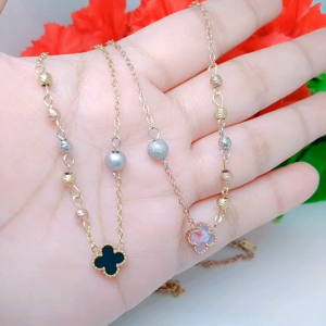 Kalung Boba Kombinasi Bunga & Aksesoris Titanium Premium