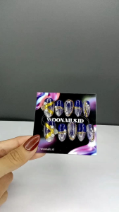Press on nails blue navy cat eye free lem dan toolkit C27 | kuku palsu engagement premium