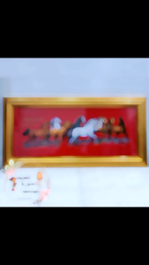 ม้า 8 เซี่ยน ภาพมงคล กรอบรูป+กระจก 60*30 ขนาด ซ.ม