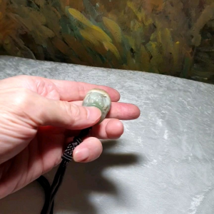 Gegegems Collection Hetian Pebble Nephrite light green with some "Chicken Bone White" Beatles and Ancient Copper Coin Jade pendant (with certificate) [Natural Crystal] 和田玉籽玉青白带鸡骨白富甲天下(甲虫、铜钱)吊坠(带证书)