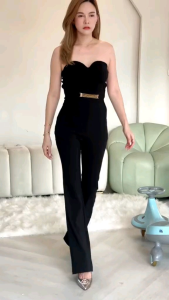 กางเกงเอวสูง C57 🔥 - กางเกงเก็บพุง เข้ารูป ขาม้าแต่งโซ่ รหัสC57