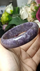 Natural Plum Blossom Tourmaline Purple with shiny particles bangle 60mm+ 梅花碧玺云母碧玺雪花碧玺/锂云母带闪片手镯 60mm+